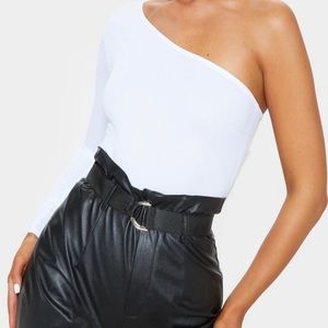 PrettyLittleThing White one shoulder bodysuit